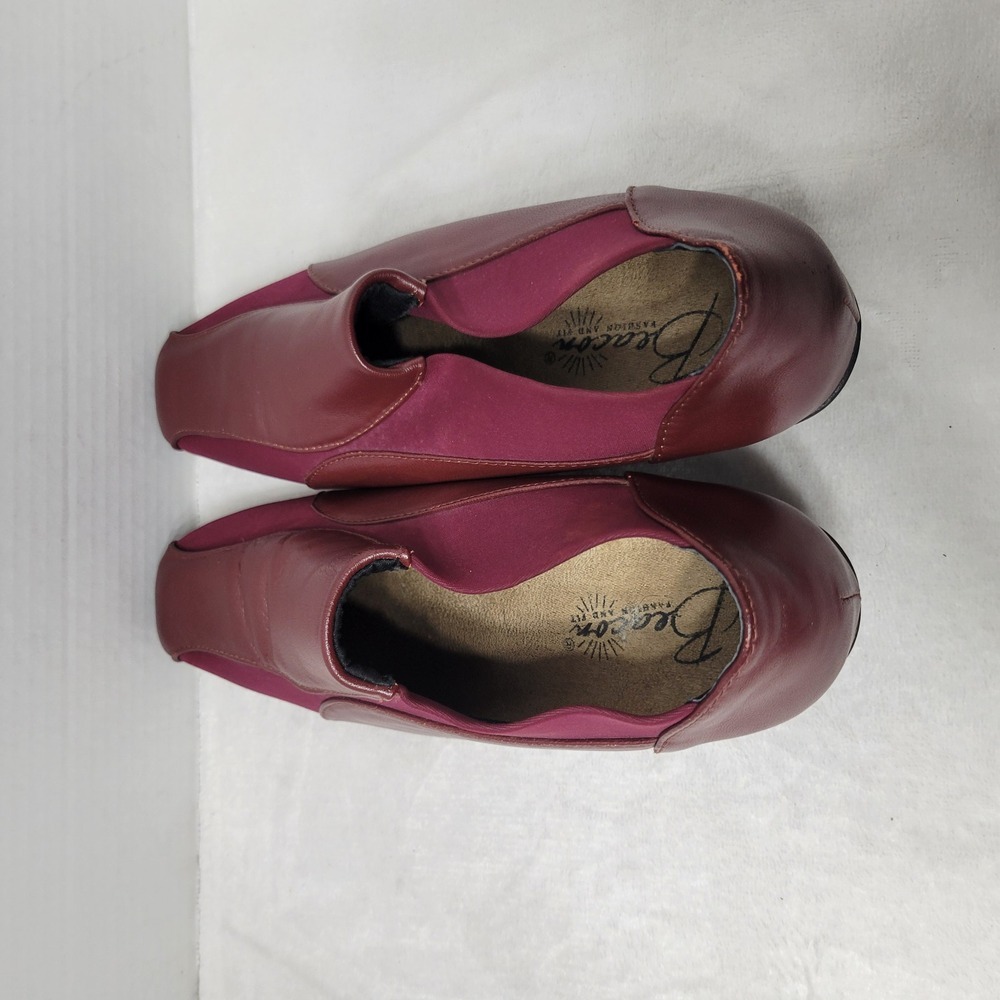 Beacon Joan Slip-On Shoes Women's Sz 8W Black Leather‎ Square Toe Block Heel - Picture 6 of 13